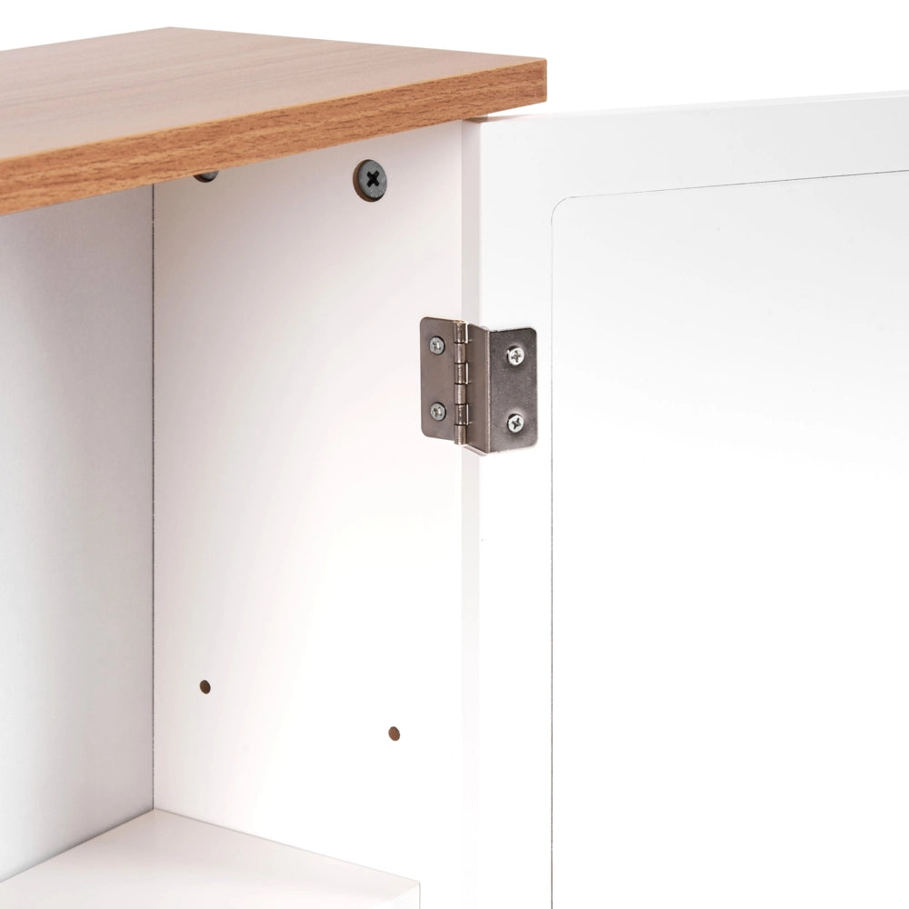 Armadietto a muro con specchio da bagno MDF Bianco 17 x 60 cm stile scandinavo