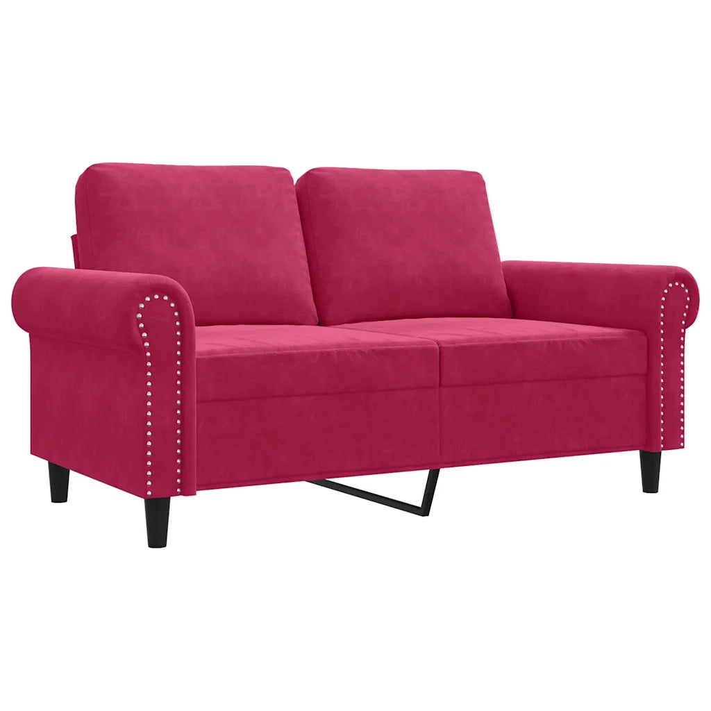 Divano a 2 Posti-Sofa 2 Posti Rosso Vino 120 cm in Velluto 389574