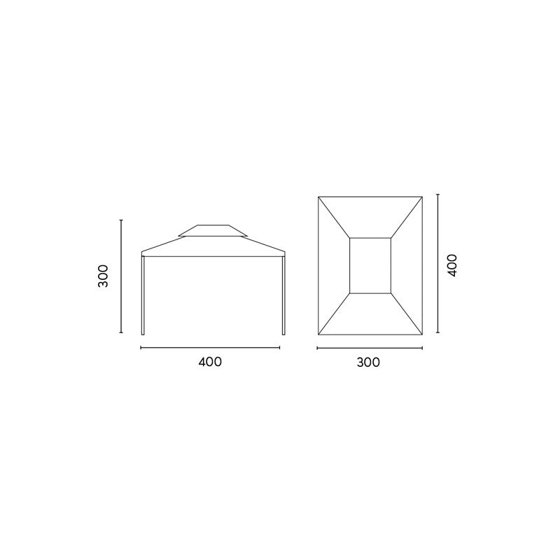 Gazebo rettangolare MOIA 3x4 in alluminio con tende laterali