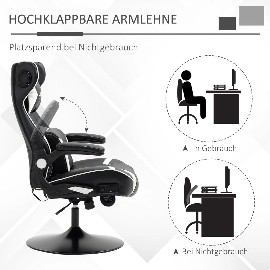 Poltrona Gaming ¨C zephmum ¨C Nero e Bianco, 69x73x118 cm