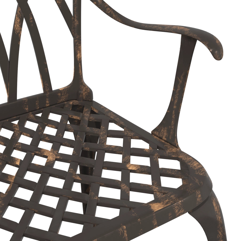 Set di 2 Sedie da Giardino in Alluminio Fuso Bronzo