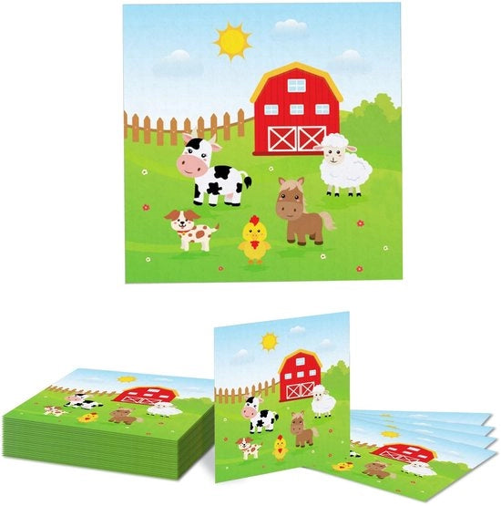 Serviette da Tavola con Tema Agricolo - 20 Pezzi - Serviette in Carta - 33x33 cm - Decorazione per Feste - Sicure e Non Tossiche - Serviette per Feste