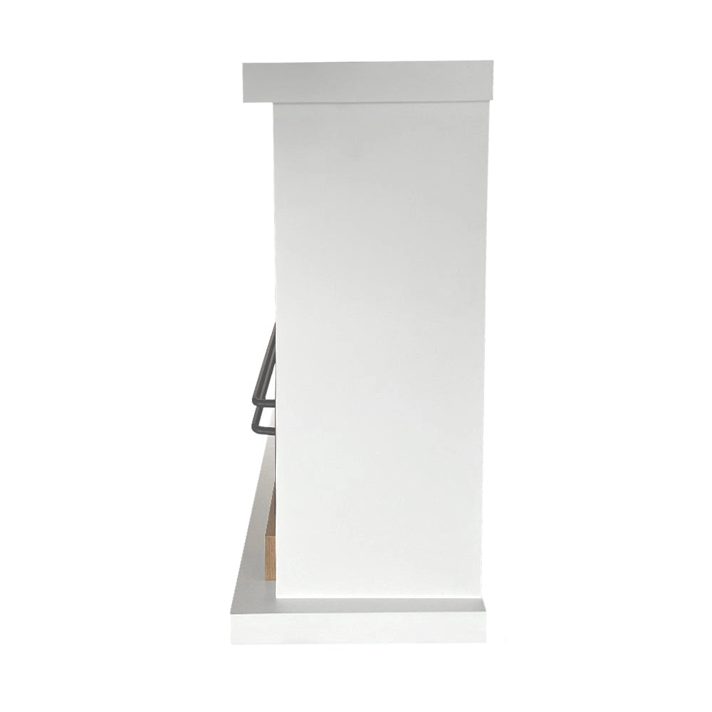 Camino a Bioetanolo da Pavimento 75x28x70 cm Stoccolma in Legno Bianco