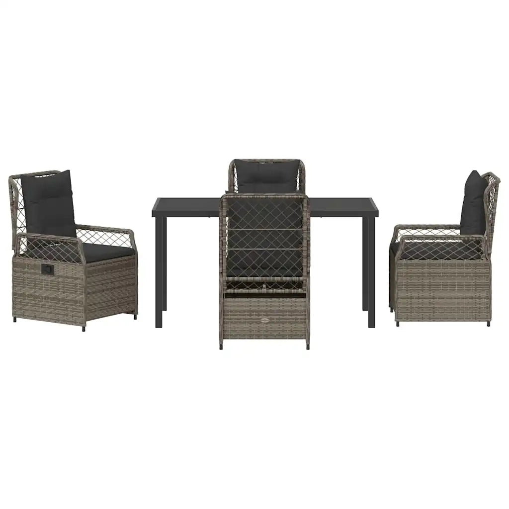 Set da Pranzo per Giardino 5 pcs Grigio polyrattan 3380997
