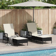 Lettino da sole 3 pcs Nero e Bianco Crema 55 x 200 x 92 cm 365432