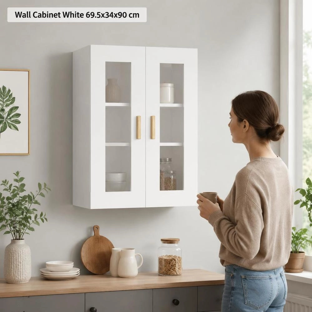Wall Cabinet, White, 69.5x34x90 Cm