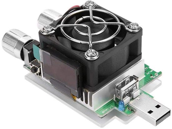 Testatore di capacità batteria con display LCD, 35W, simulatore di carico USB, tester di tensione, corrente e capacità.