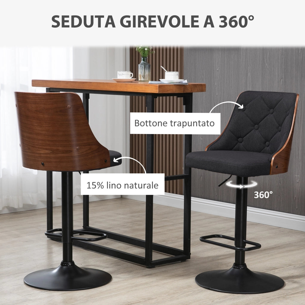 EasyComfort Set 2 Sgabelli Alti Girevoli da Cucina e Bar, Moderni ad Altezza Regolabile in Tessuto Traspirante, 47.5x50x93.5-116 cm