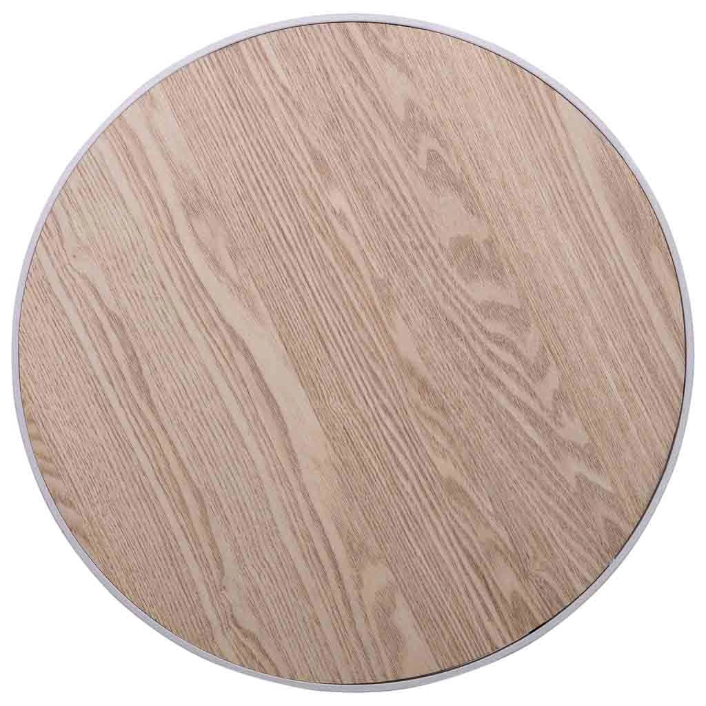 Tavolino in metallo bianco e legno 46x46x56h cm
