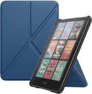 Case per tablet 7" compatibile con Kindle Paperwhite Gen 12 - Origami Staande - Schokbestendig - Antikras - Magnetica PC Achterkant - Colorazione Donkerzeeblauw