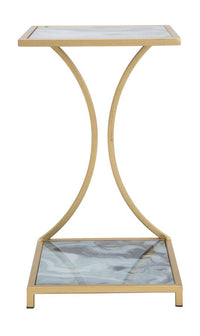 Tavolinetto Glam Level 40x35x60 cm in Ferro MDF e Vetro Oro e Multicolor