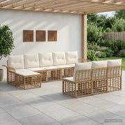 Set di divani da esterno 9 pcs Naturale e Bianco Crema