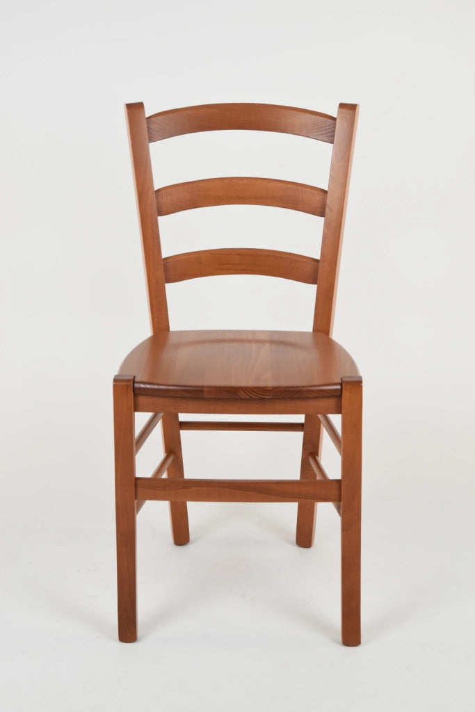 Set 4 Sedie Venice Tommychairs, robusta struttura in legno di faggio verniciata in ciliegio e seduta in legno