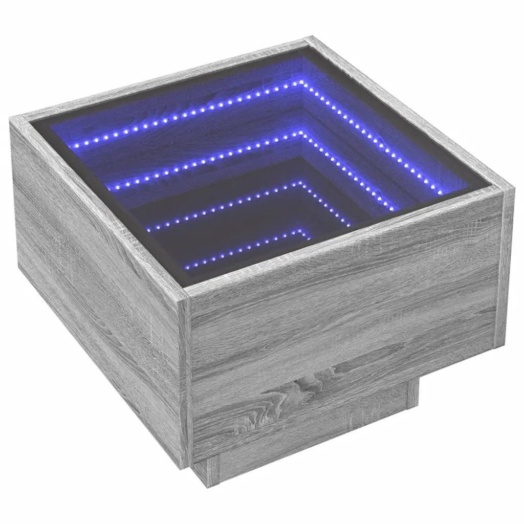 Comodino | Armadio da Notte | Mobiletto da notte con LED Infinity Rovere Sonoma 40x40x30 cm
