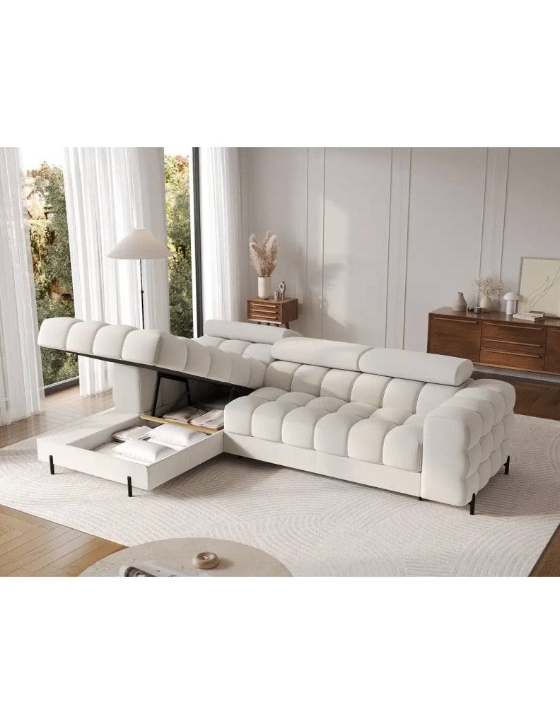 Divano angolare sinistro convertibile Bianco dall'aspetto contemporaneo 285x99x181cm FILTRO