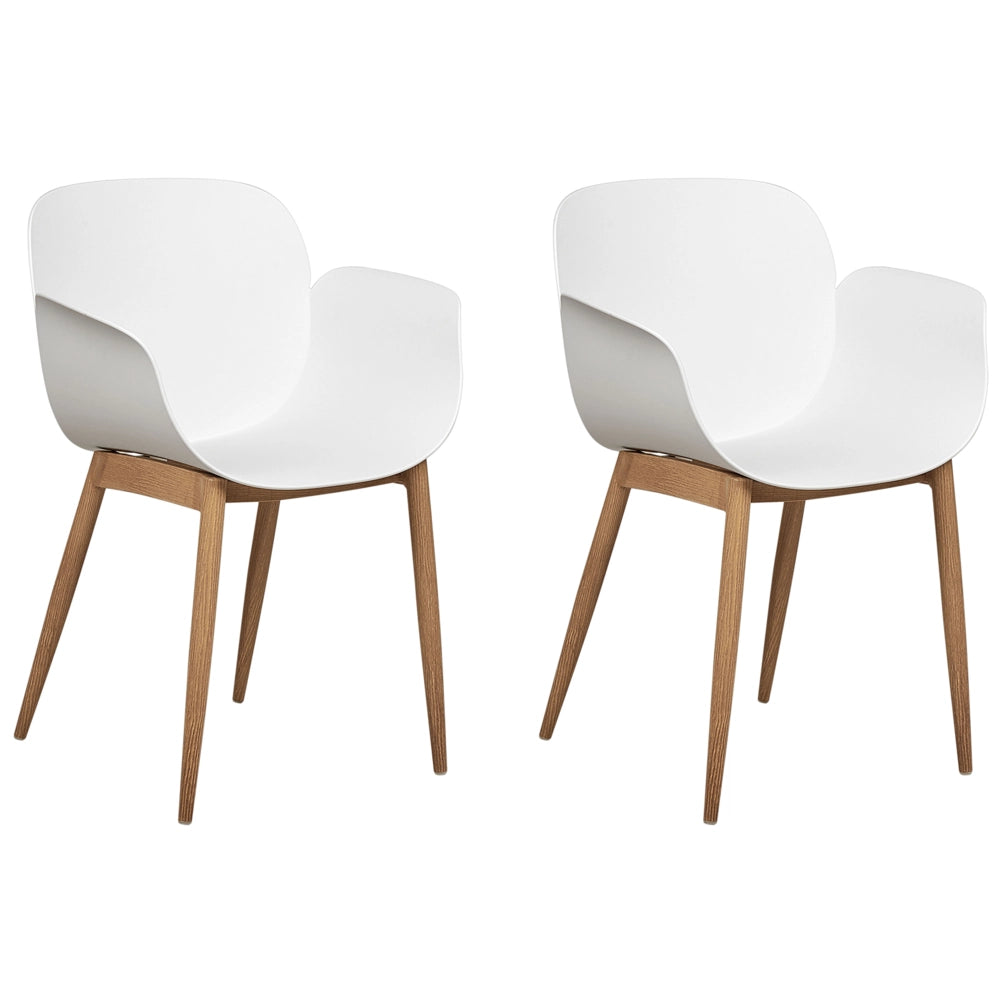 Set di 2 sedie da pranzo Sedute in plastica bianca Gambe in metallo per sala da pranzo cucina