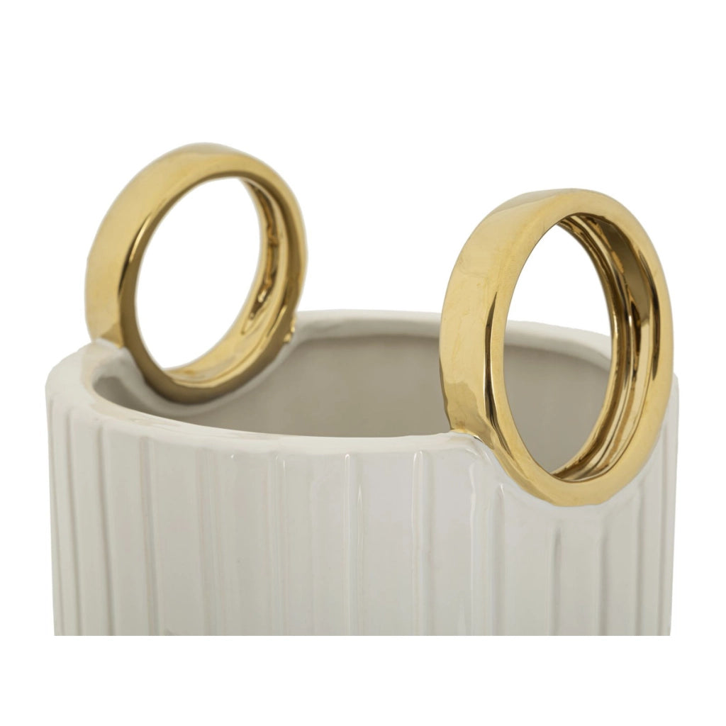 Vaso Decorativo VKH633, Bianco, Ceramica, 18x18x45 cm
