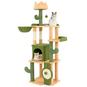 Albero per gatti cactus da 160 CM per gatti da interno, Torre per gatti multi-livello con pali per graffi in sisal