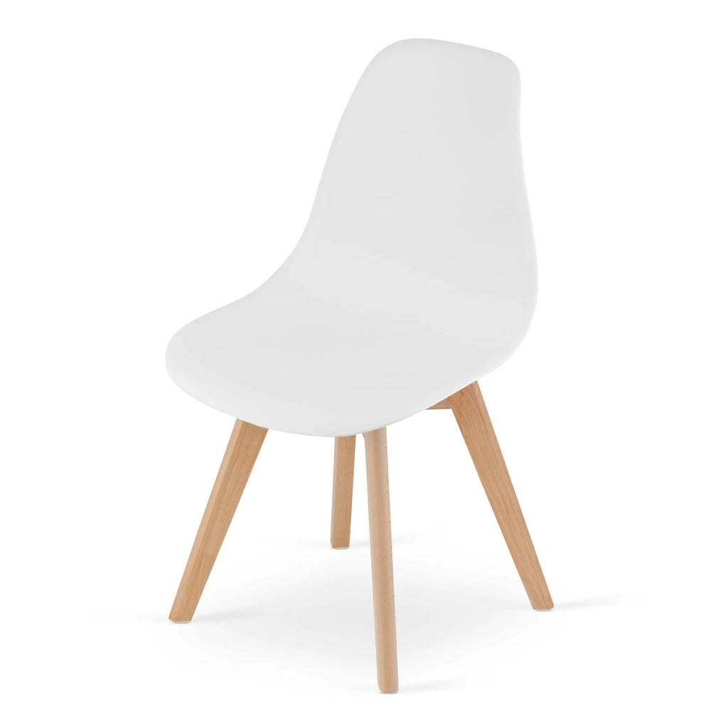 Sedia di design Kito bianca in polipropilene e faggio