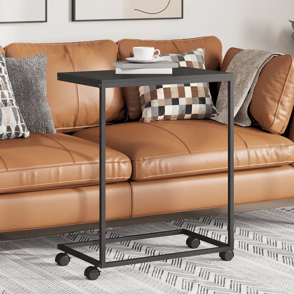 Tavolino con Ruote Nero 55x35x70 cm in Legno Multistrato cod mxl 58224