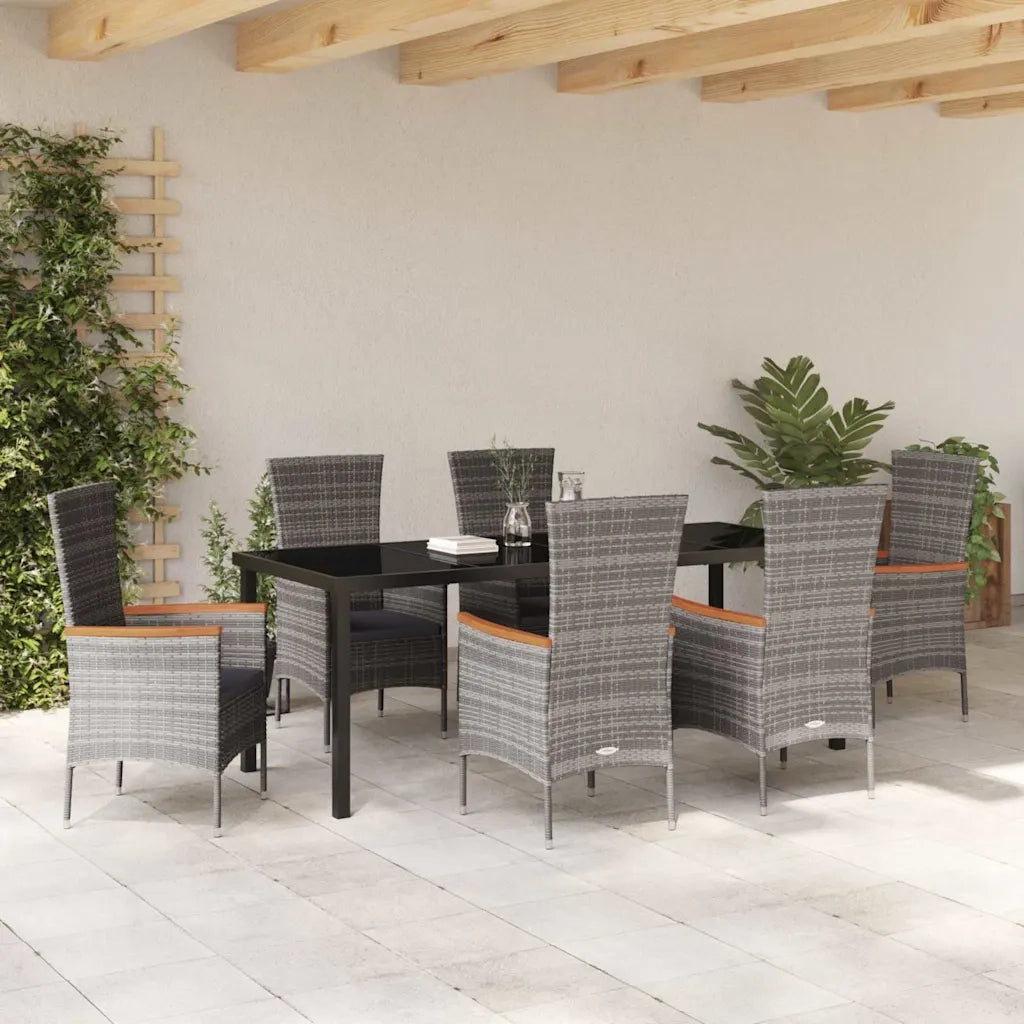 Set da Pranzo per Giardino con cuscino 7 pcs Grigio 3379441