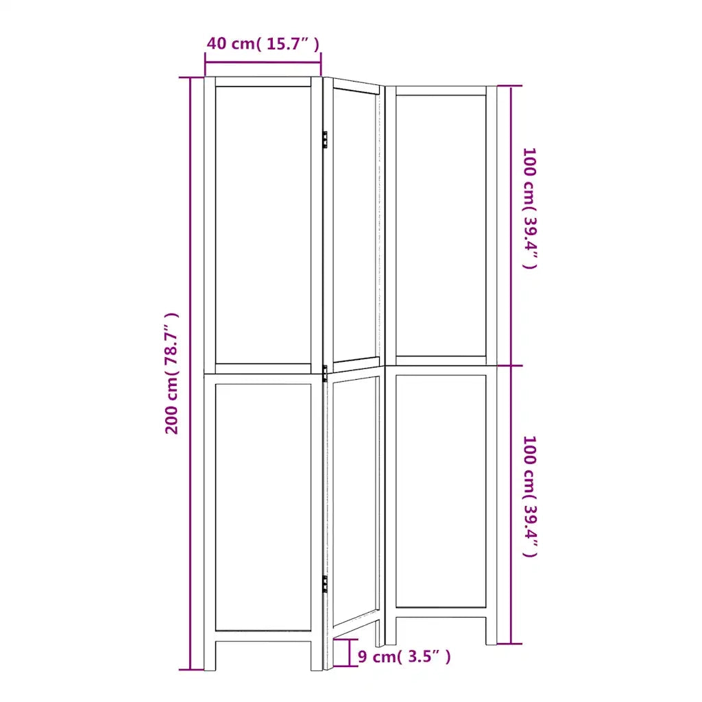 Divisorio Ambienti | Divider per stanze | Paravento 3Pannelli Bianco Legno Massello di Paulownia