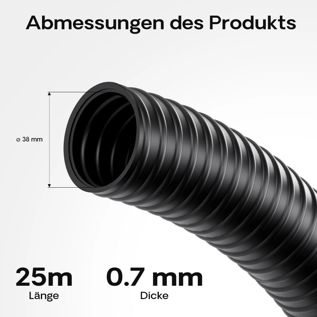Tubo per laghetti a spirale spiralato per aspirazione 25 m 38 mm (1 1/2") nero