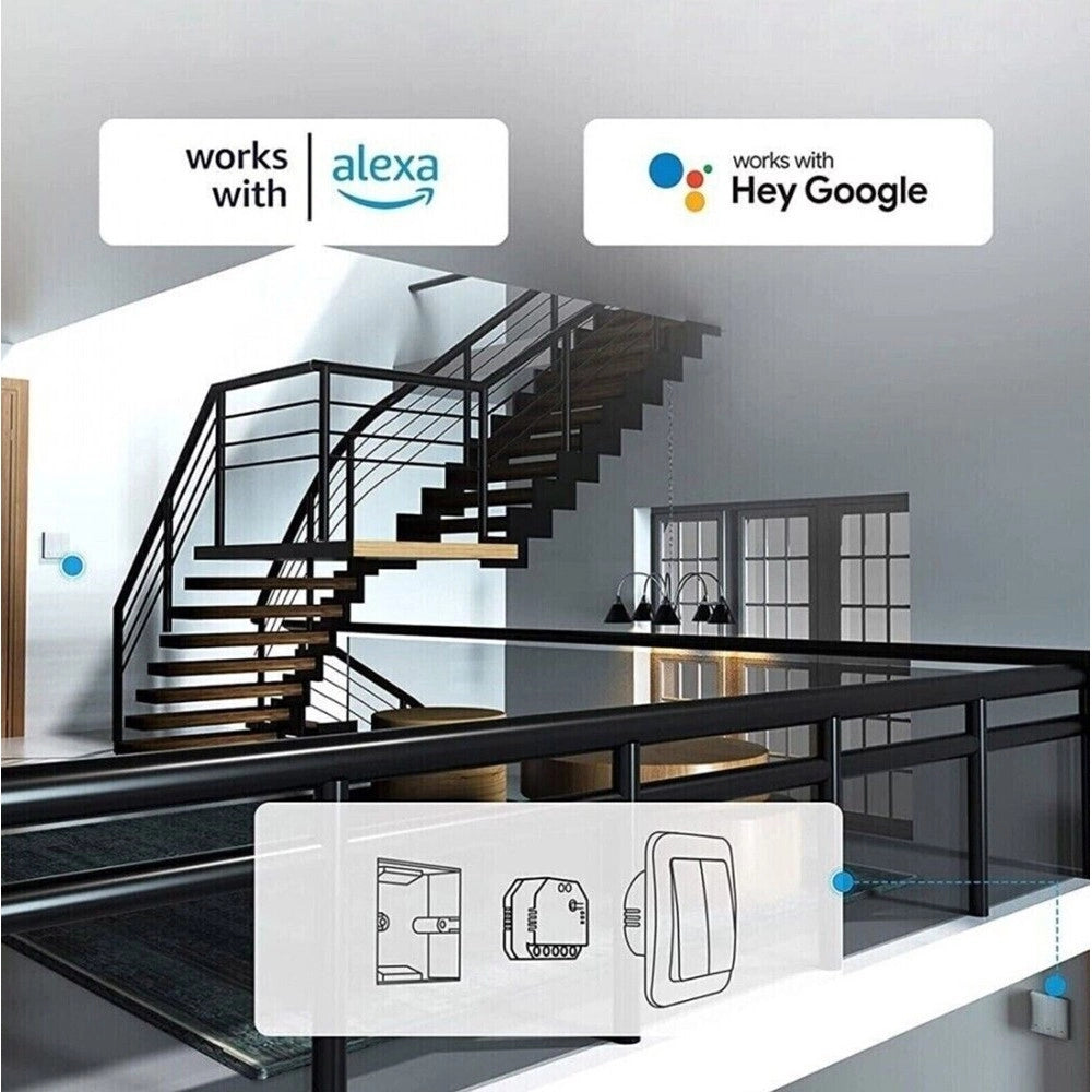 Trade Shop - Controllo Vocale Wifi Alexa Google Home 2 Canali Domotica Sonoff Dual R3 -