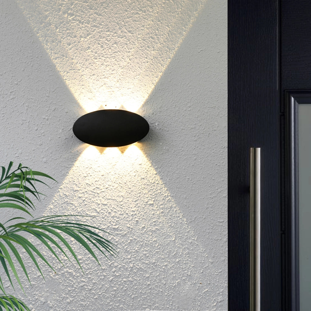 Applique esterno ellisse LED 6W 3000K su/giù IP54 nero