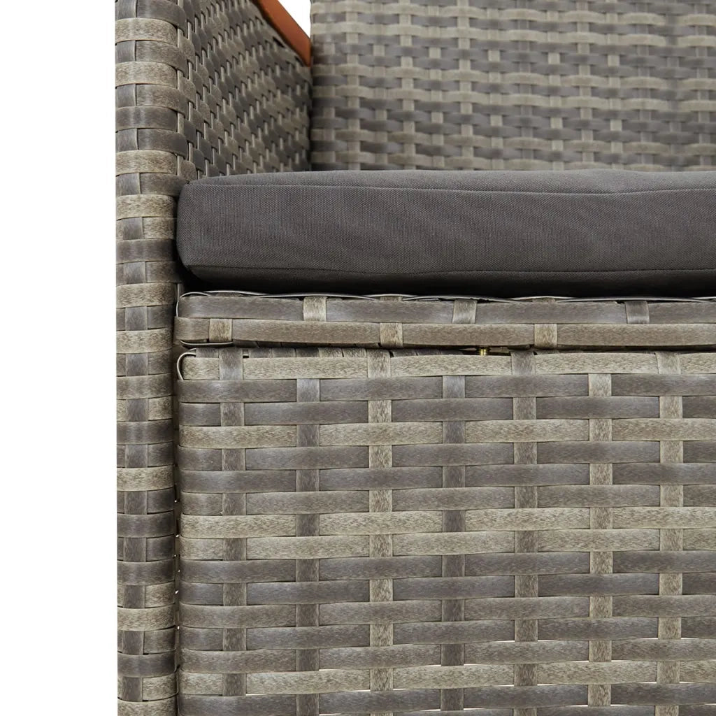 Set da Pranzo da Giardino 11pz con Cuscini in Polyrattan Grigio 3277545