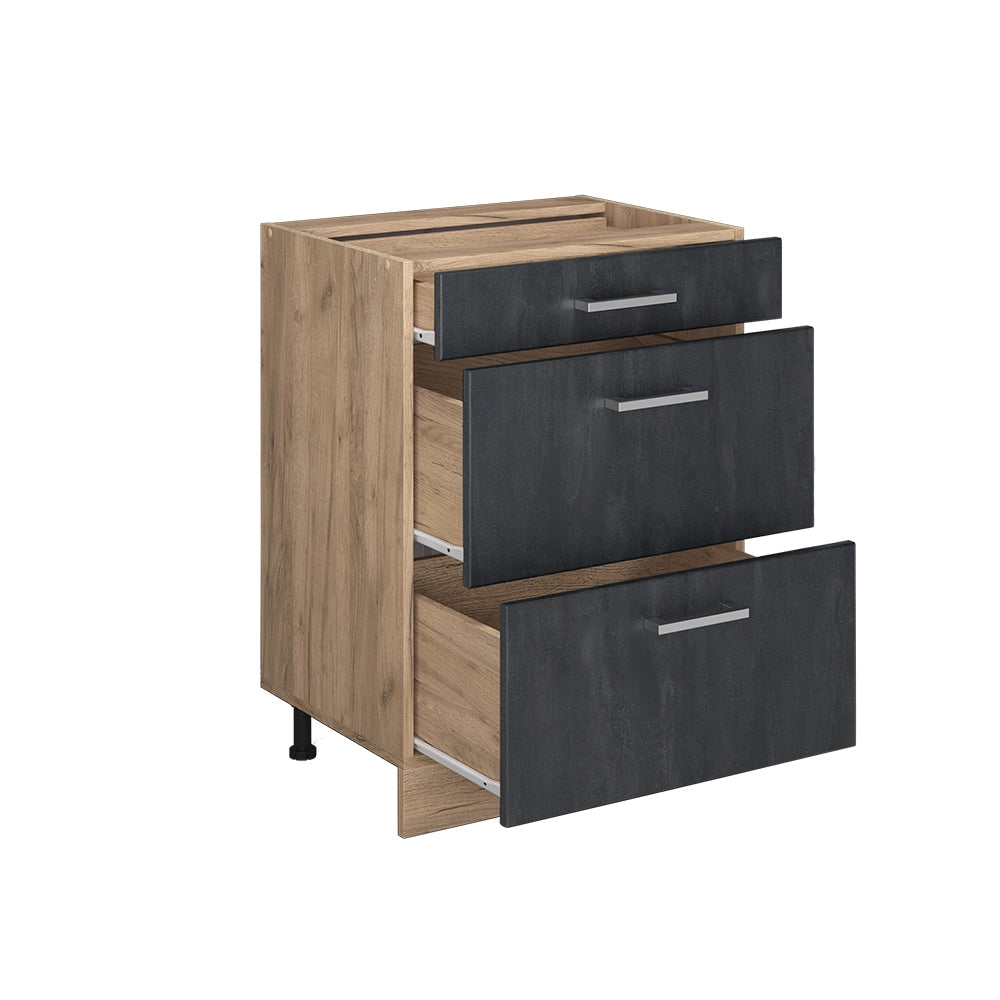 Vicco Mobiletto base per cucina Calcestruzzo nero 60 cm PL Marmo