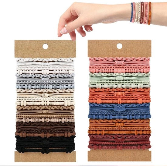 Set di Scrunchies da 48 pezzi - Accessori per capelli boho - Vlechthouder - Bracciali - Elastici per capelli con polsiera - Materiale nylon/cotone morbido - Elastici per capelli