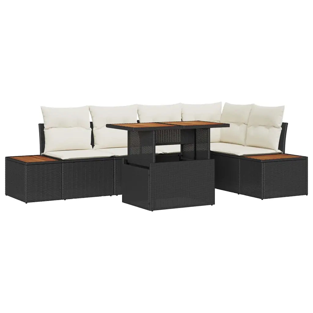 Set Divano da Giardino con archiviazione 6 pcs Nero Poly Rattan 3358806