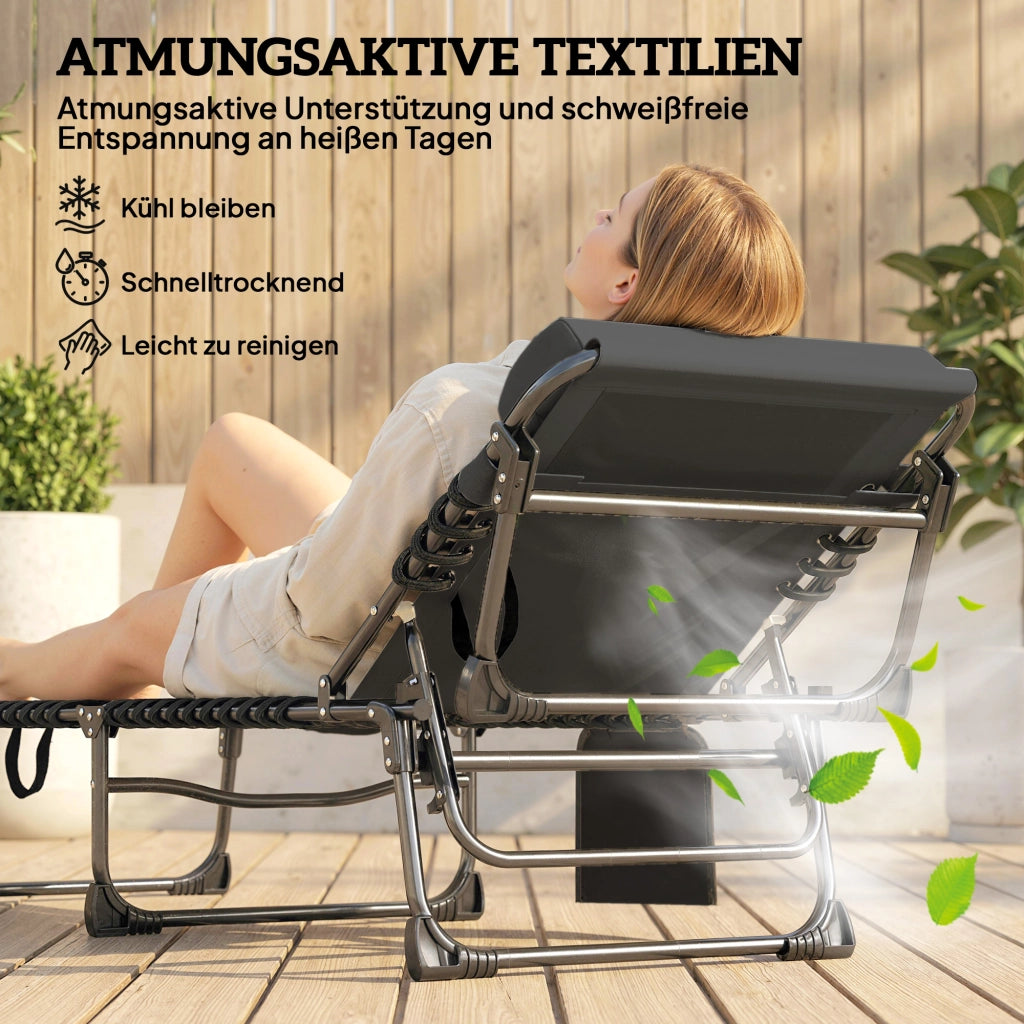 Lettino da giardino pieghevole con schienale regolabile e cuscino ¨C zephmum ¨C grigio