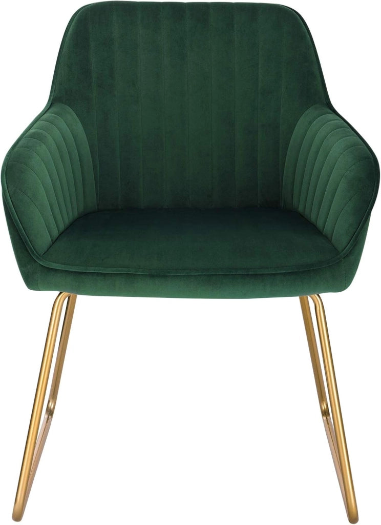 set di 2 sedie cucina moderne sedie imbottite Adatte per Sala da Pranzo, Soggiorno, Camera da Letto Estetica in Tessuto di velluto Metallo dorato Verde Scuro BH246dgn-2