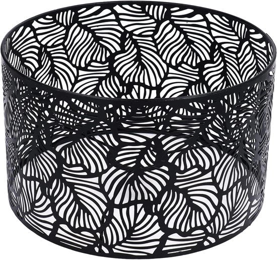 Lampenkap Premium con disegno foglia per filtro luce intensa - Stile moderno retro semplice - Decorazione per la casa - Lampada E14 E27 (nero)