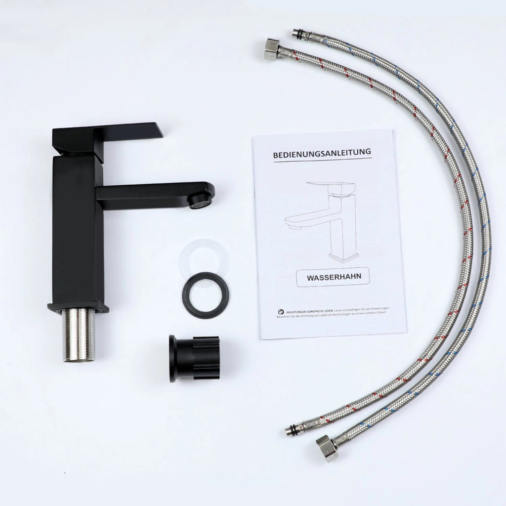 ZMH Miscelatore monocomando in acciaio inox nero miscelatore acqua calda fredda ad alta pressione per bagno