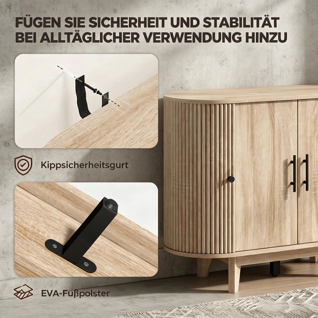 BUFFET 90x40x76 cm in MDF effetto rovere naturale e nero