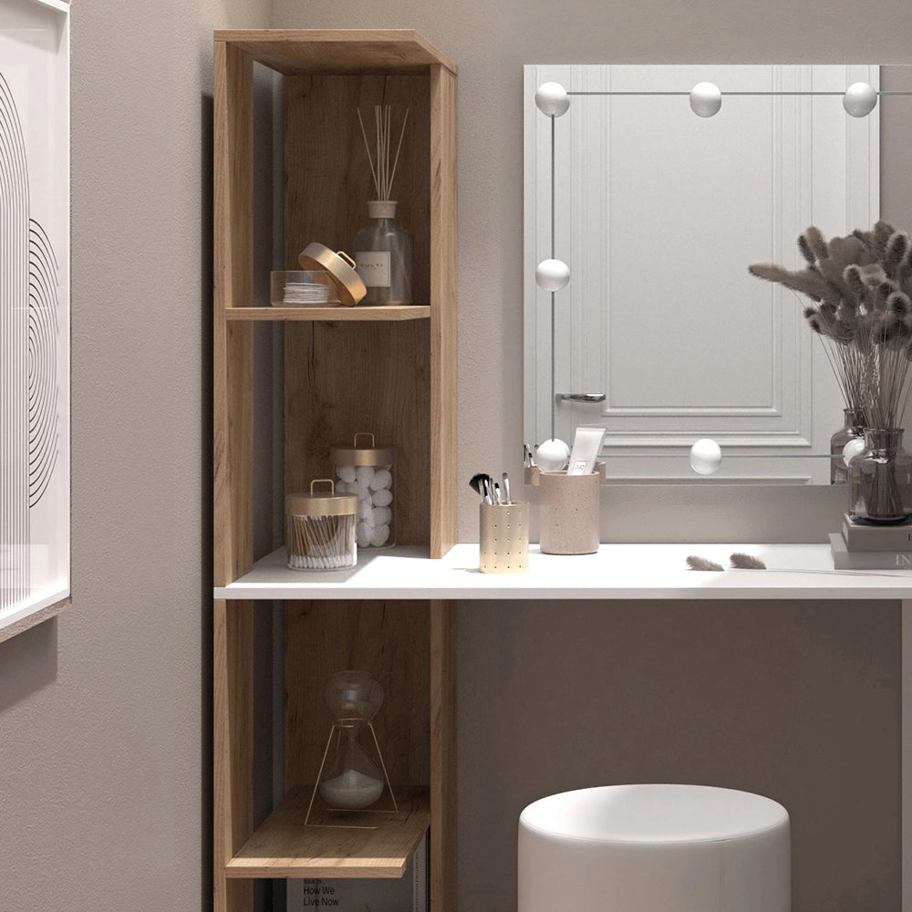 Vicco Tavolo da toilette Bianco/Sonoma 122.2 cm con illuminazione e sgabello