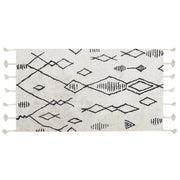 Tappeto cotone nero e bianco sporco 80 x 150 cm moderno orientale motivo geometrico