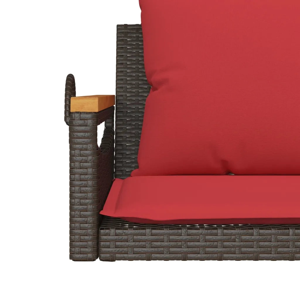 Panchina Dondolo con Cuscini Marrone 109x62x40 cm in Polyrattan
