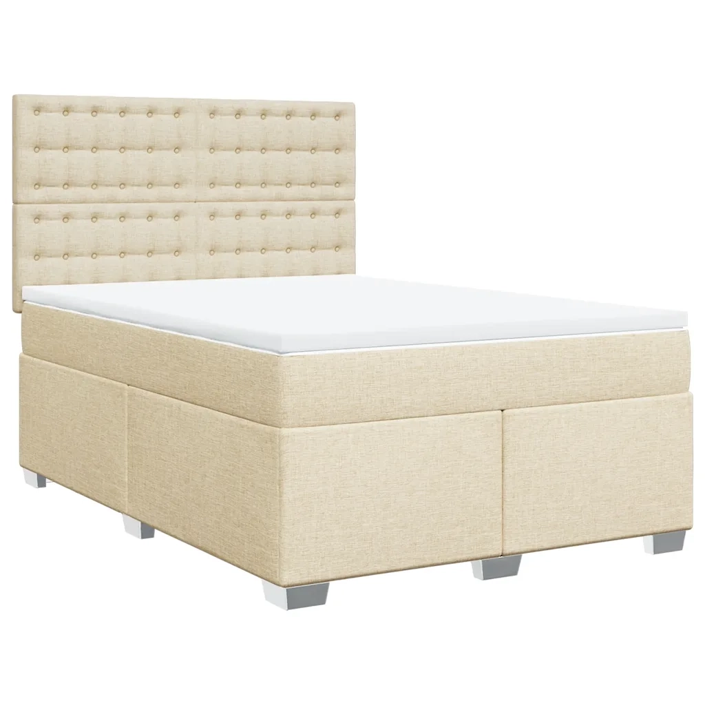 Giroletto a Molle con Materasso Crema 140x19 cm in Tessuto