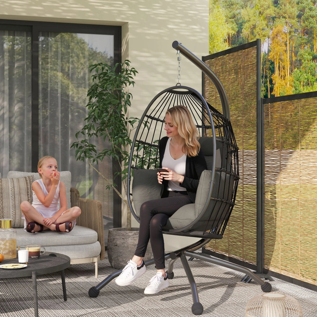 Poltrona sospesa girevole ¨C Zephmum ¨C 120x88x192cm, grigio scuro