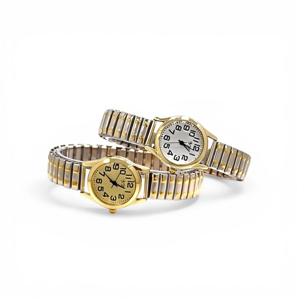 Trade Shop - Orologio Da Polso 29 Mm Acciaio Elegante Quadrante Bianco Cinturino Elasticizzato -