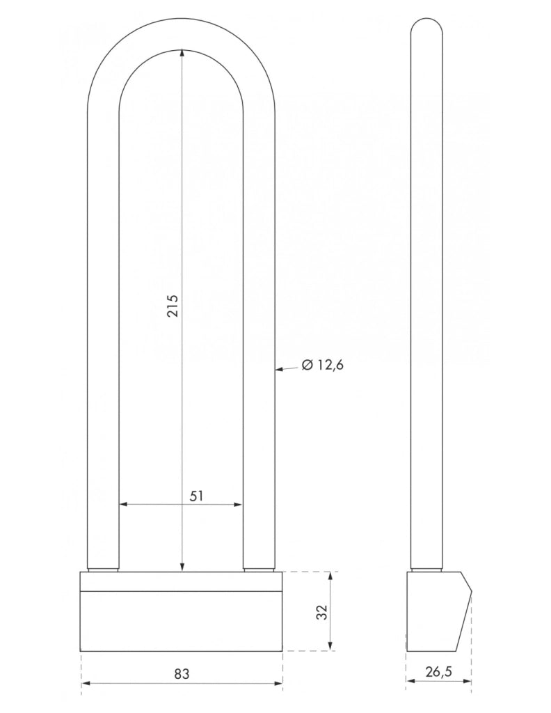 Lucchetto NAUTIC 80 mm in ottone, arco alto 215 mm in ottone, 3 chiavi – THIRARD