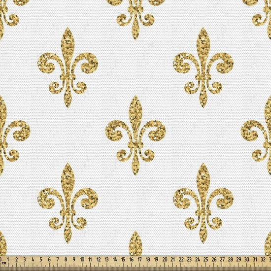 Tessuto Vintage per Metro, Lily Noble, Tessuti di Qualità per Accessori di Casa, 5M (148x500cm), Giallo Bianco