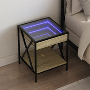 Comodino con LED Infinity Rovere Fumo 40x40x49 cm 3284097