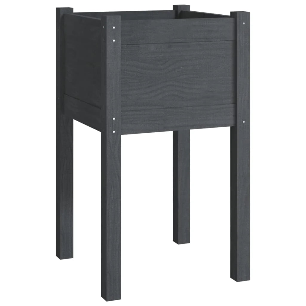 Fioriera rialzata per piante e fiori adatta per l'uso esterno su terrazze o giardini 40 x 40 x 70 cm legno di pino massiccio grigio 02_0038550