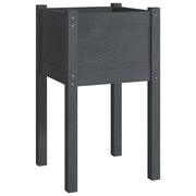 Fioriera rialzata per piante e fiori adatta per l'uso esterno su terrazze o giardini 40 x 40 x 70 cm legno di pino massiccio grigio 02_0038550