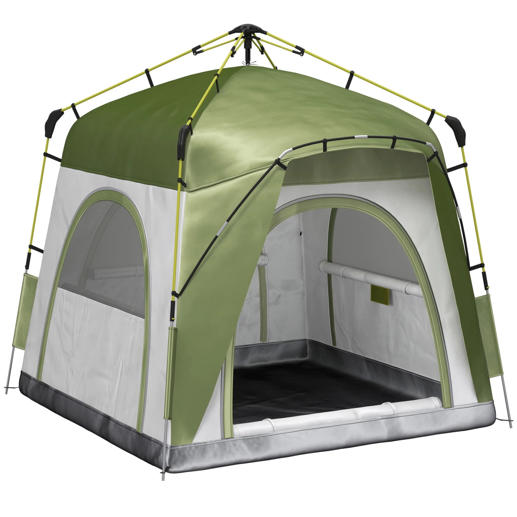 Tenda da Campeggio 3 Posti Pop Up con Porta a Cerniera e 3 Finestre, 240x240x199 cm, Verde